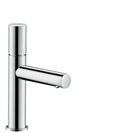 Einhebel-Waschtischmischer in Chrom von AXOR, mit durchgehendem Griff und seitlichem Bedienhebel zur regulierten Wasserabgabe.